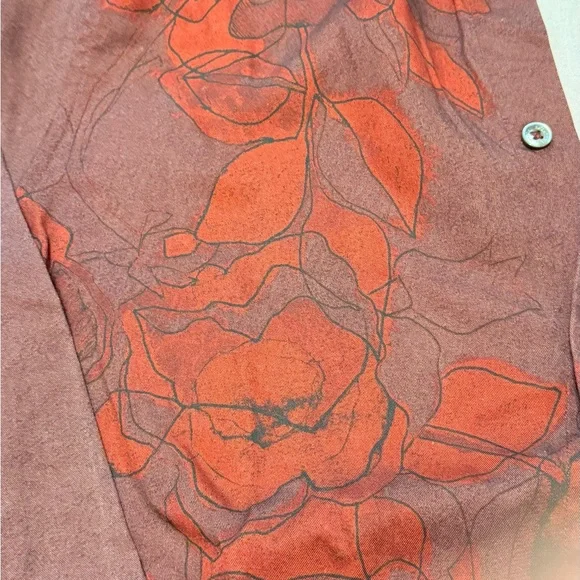 Bugatchi Burgundy and Black Floral Button Down Shirt - Picture 3 of 3